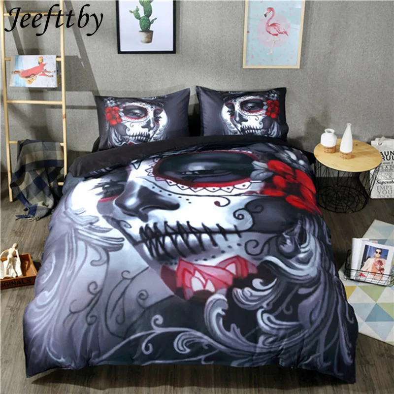 Home Textile 3d Printed Zombie Skull Bedding Set 34pcs Duvet Cover Set