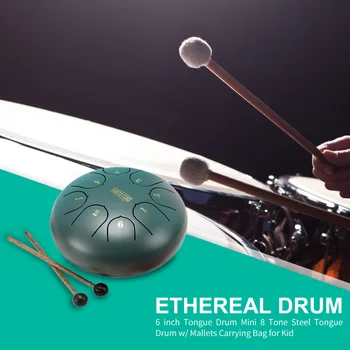 

Portable Multi Color Options 6 inch Tongue Drum Mini 8 Tone Steel Tongue Drum with Mallets for Kids with Drum Hammers carry bag