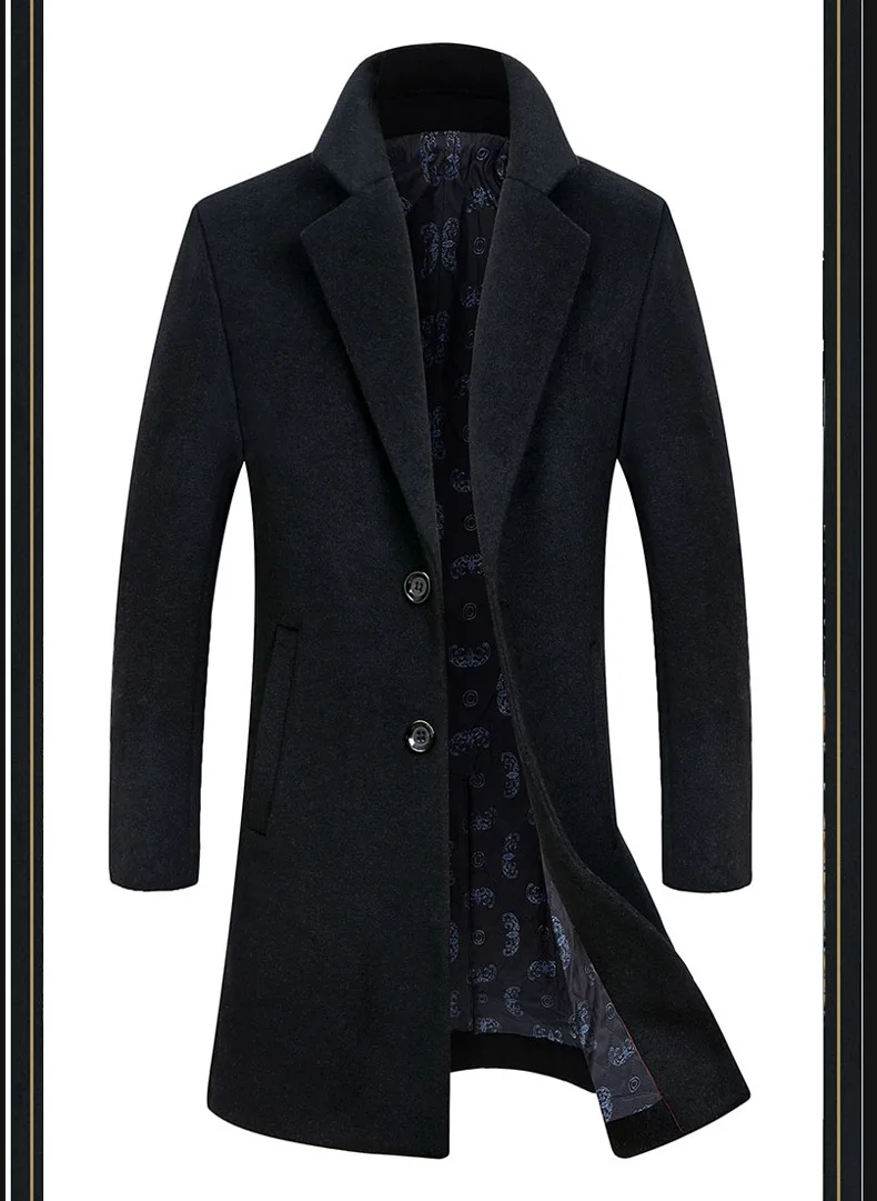 BOLUBAO мужское зимнее шерстяное пальто мужские узкие облегающие шерстяные смеси сохраняющие тепло пальто подкладка печать лацкан мужской Тренч шерстяное пальто