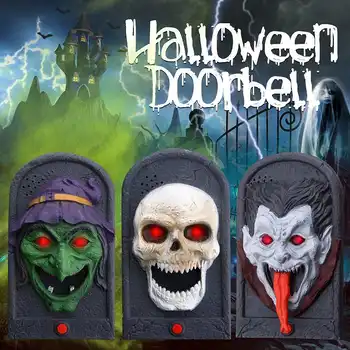 

Animated Evil Witch Door Bell Doorbell Eye Light Sound Halloween Prop Scary Spooky Sound Halloween Decoration