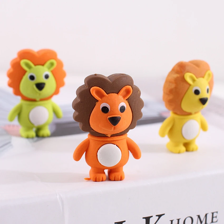 1pcs Cute Lion Creative Eraser Cartoon Erasers Pencil Eraser For School Office Stationery