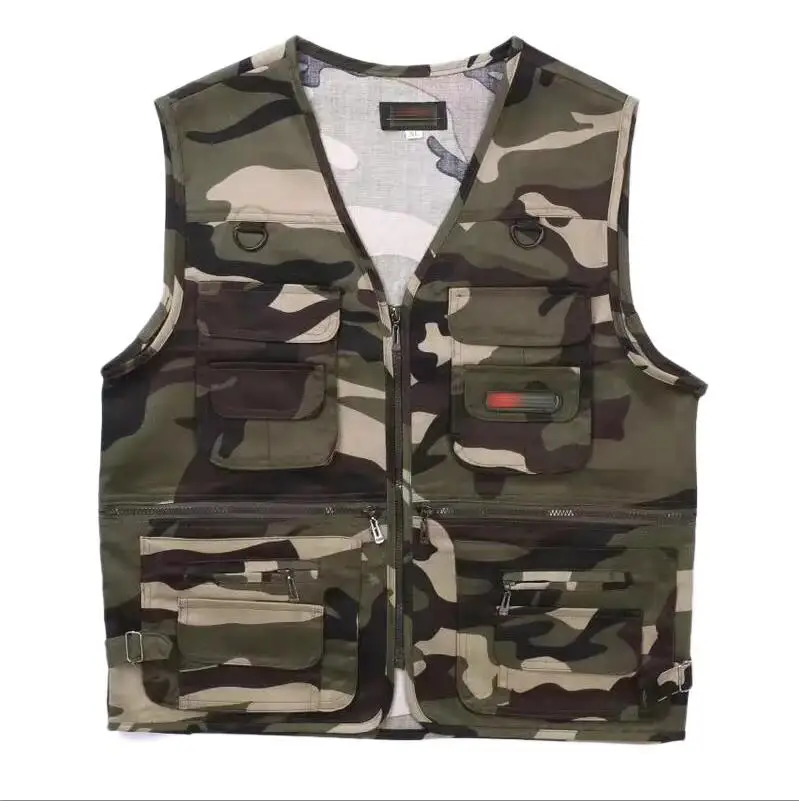 Camouflage 4 цвета мужской повседневный жилет с карманами для лета Мужчины сплошной фотограф съемки верхняя одежда молния жилет куртка-безрукавка - Цвет: Camouflage