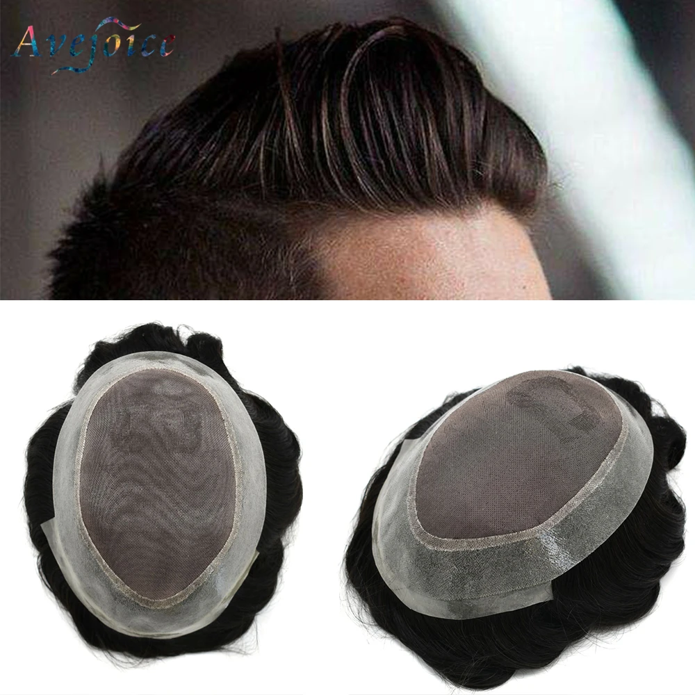 Мужские индийские волосы Remy тонкие монополиуретановые парики с прозрачной