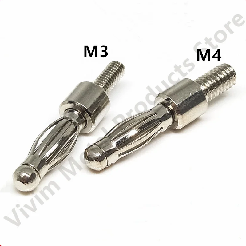 

M3/M4 Banana Plug With Screw Teeth 3MM4MM Large Current Lantern Type Banana Lantern Plug With Pressure Stick Head Fixture Parts