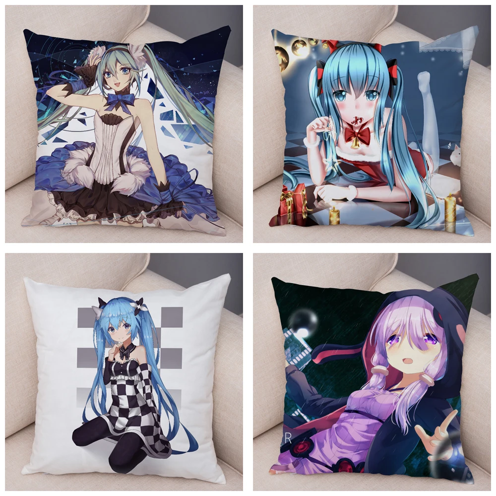 Милый Хацунэ Мику Музыка Девушка VOCALOIDCushion чехол для дивана домашние подушки в автомобиль Чехлы 45x45 см декоративная Подушка Чехол Наволочка с мультяшным принтом