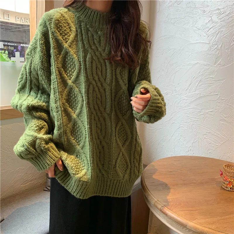 

Winter Women Cashmere Sweaters 2020 New Casual Fashion Harajuku Twist Knit Sweater Korean Chic Female Warm Vintage Pullovers
