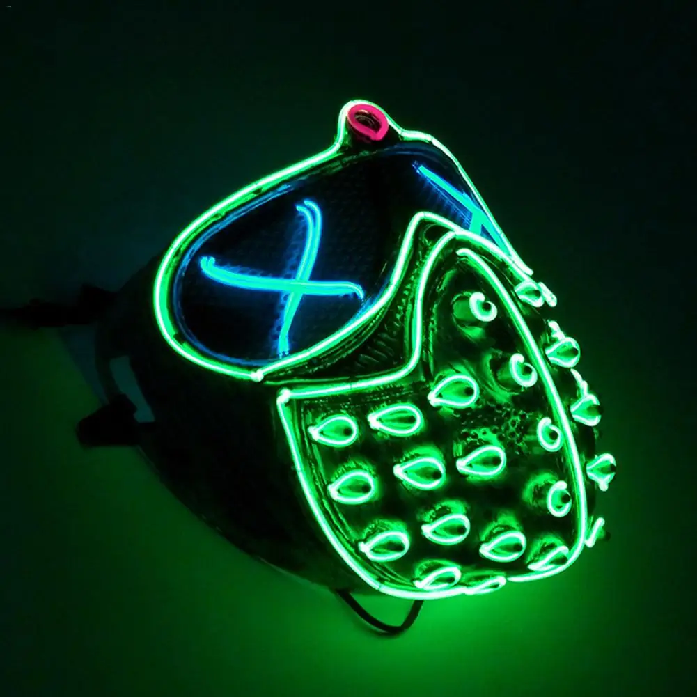 New Death Cold Light Mask Halloween Ghost Glowing LED Mask Props for Halloween Rave Parties Discos Clubs Masquerades