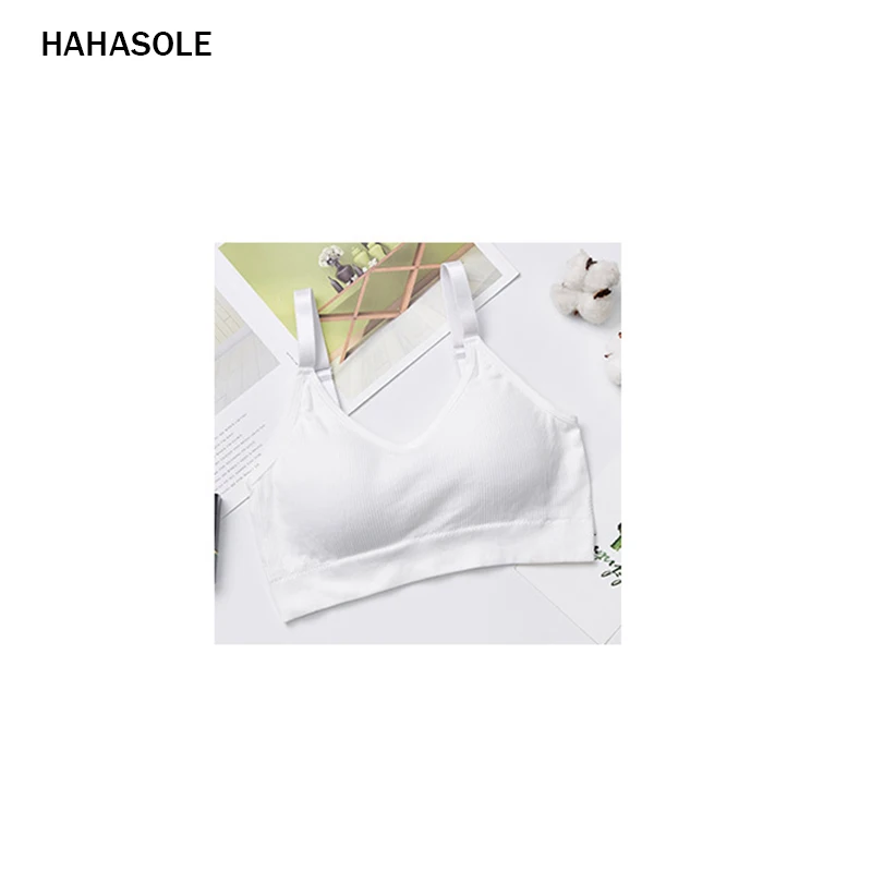 HAHASOLE, женский спортивный, для йоги, спортивный, однотонный, обёрточная бумага, нагрудный ремень, жилет, топы, бюстгальтер, пуш-ап, облегающий, женский спортивный костюм, HWA5050 - Цвет: White