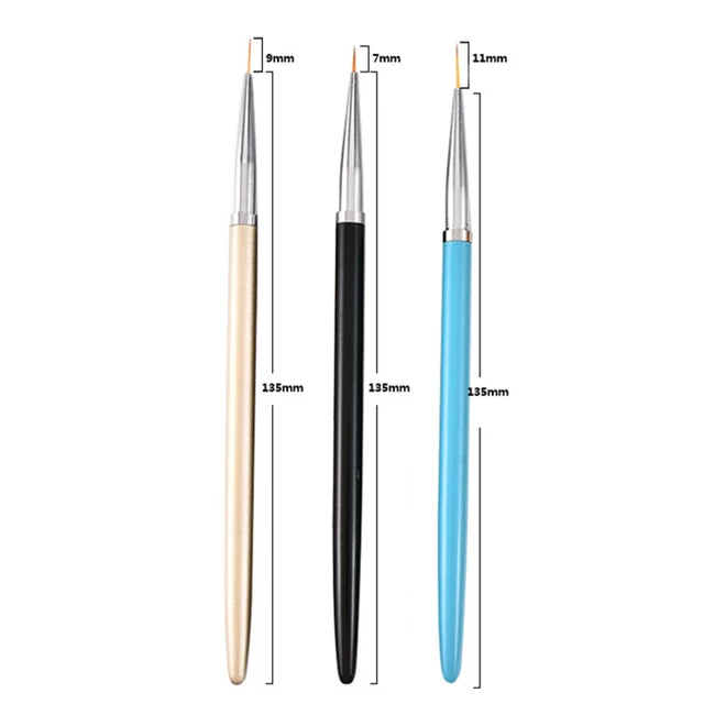 3Pcs Acrylic French Stripe Nail Art Liner Brush Set 3D Tips Manicure Ultra-thin Line Drawing Pen UV Gel Brushes Painting Tools TD775