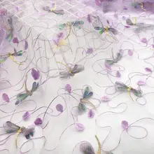 Ширина 130 см, кружево, 3D вышивка, стрекоза, тюль, мягкая ткань для девочек, одежда сделай сам, свадебное праздничное платье, сценический Декор одежды, ткань