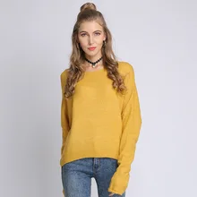 Autumn Winter Casual Sweater Women Round Neck Loose Ladies Solid Knitted Pullovers Bat Sleeve Simple Jumpers Tops Pull Femme