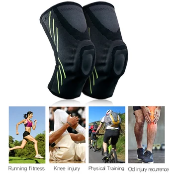 

Knee Supports Silicone Pads Compression Breathable Kitting Knee Brace Protector Basketball Football Fitness Anti-slip Kneepads