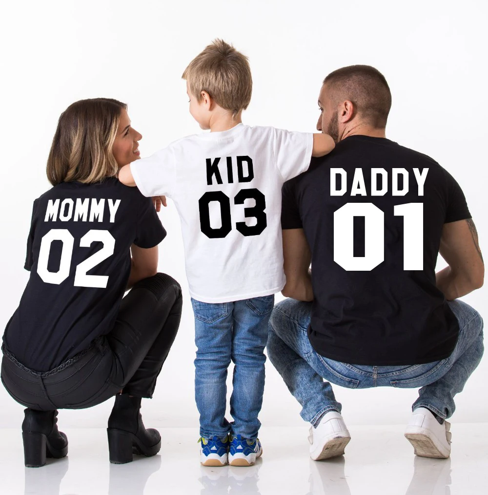 Family Matching Clothes  Family Look Cotton T-shirt DADDY MOMMY KID BABY Funny Letter Print Number Tops Tees Summer