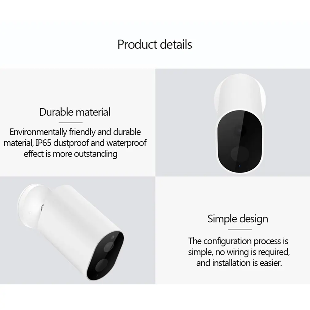  Original Xiaomi Mijia Smart Camera Battery Gateway 1080P AI Humanoid Detection F2.6 IP 360 IP65 Wat