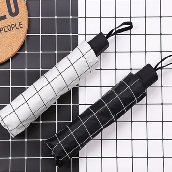 

Wind Resistant Folding Umbrella Rain Women 3Folding Gift Parasol Compact Travel Business Car 8k Black Coating Parasol