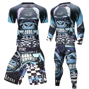 

Boxing Set Compression Jersey Pants 3D Orangutan Printing Rashguard Kickboxing Tight T-Shirts Pants Muay Thai MMA Fightwear