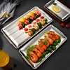 Thick Rectangular Tray Stainless Steel Food Storage Trays Sushi BBQ Flat Bottom Shallow Dishes Fruit Vegetable Plate Baking Pan 3