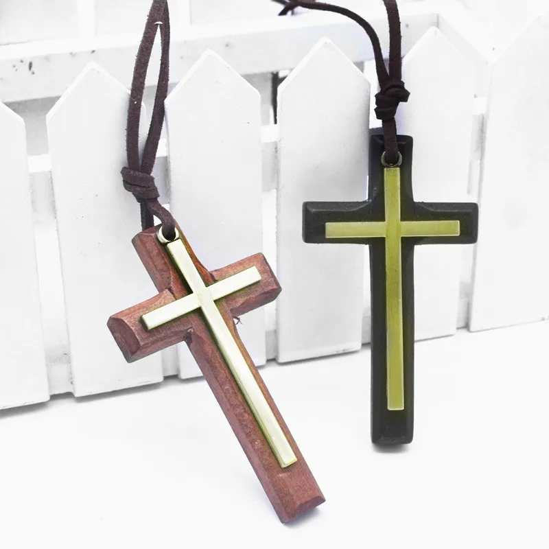 Новое поступление деревянная подвеска из сплава ожерелье крест религиозная