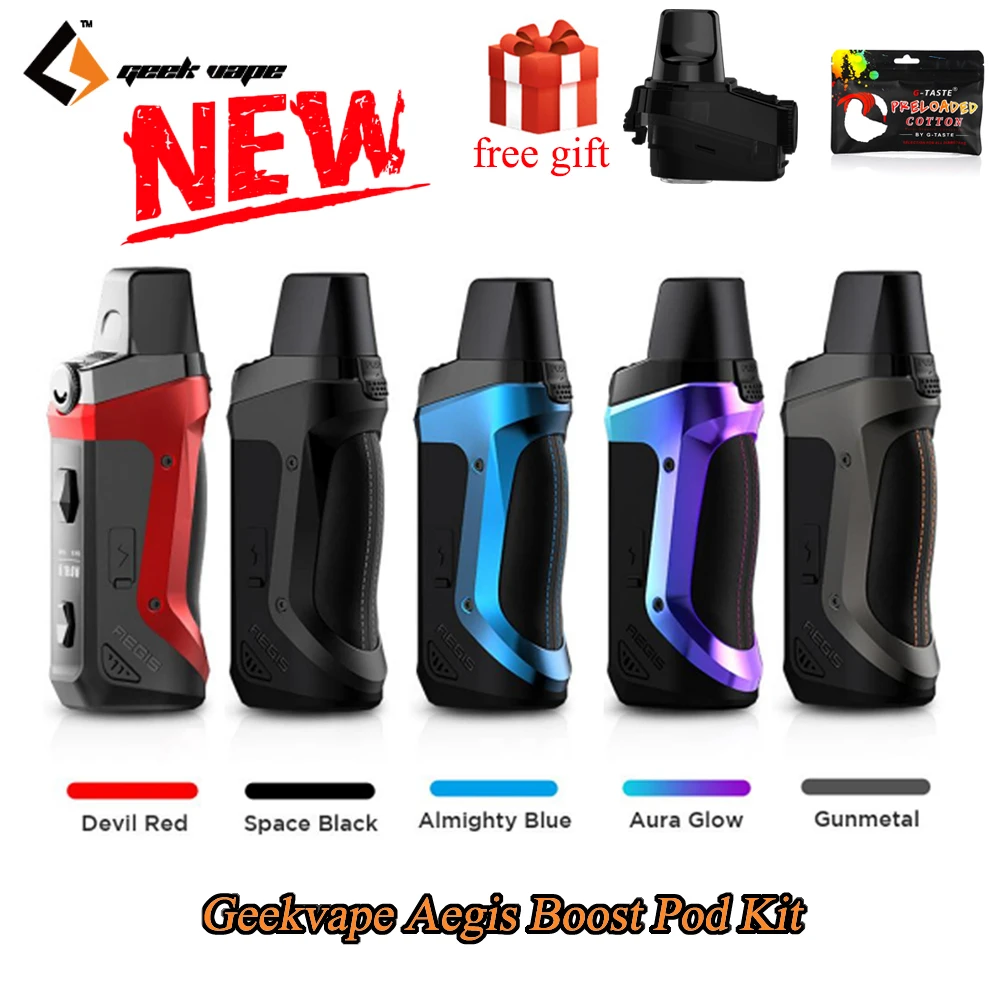 

Newest Geekvape Aegis Boost 40W pod kit built in 1500mah battery pod system 3ML Atomizer MTL DTL Vape kit VS Frenzy
