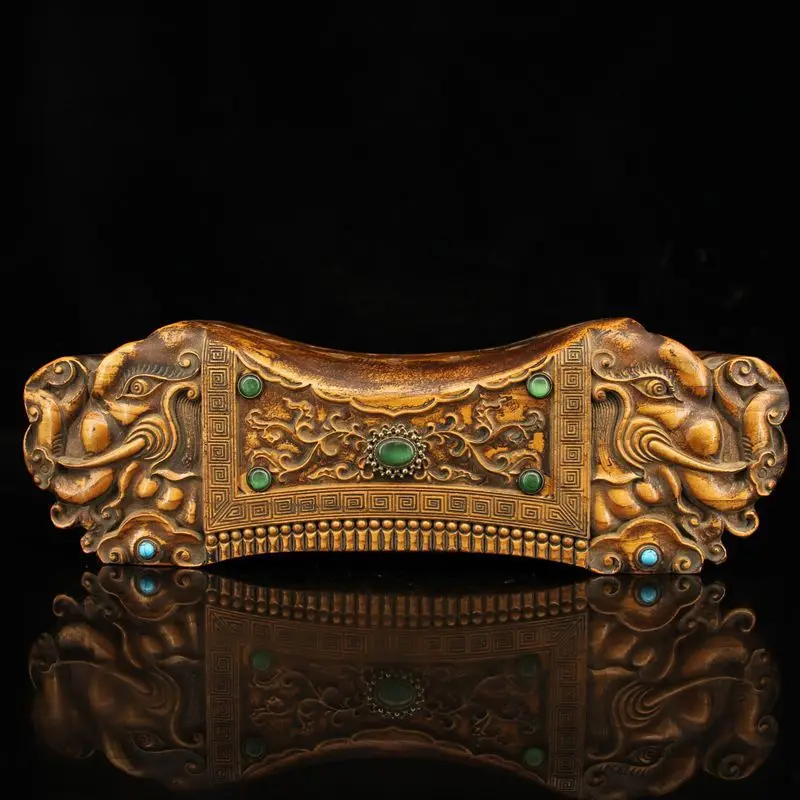 

Collect antiques china miscellaneous crafts jade Carved elephant head antique pillow box and jewelry box