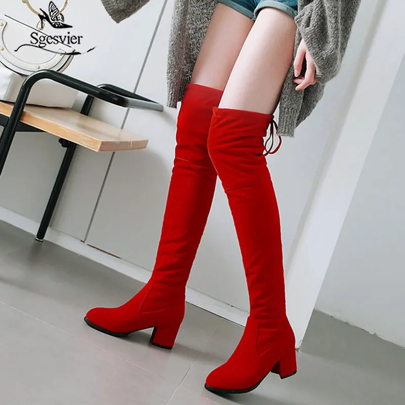 red fashion boots