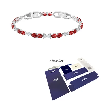 

Fashion Accessories Swa New Louison Passion Bracelet Red Water Drop Leaf Decoration Exquisite Crystal Women Luxury Romantic Jewe