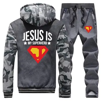 

Super hero print comfort Hoodies Hip Hop Men sweatpants Thick Warm Suit loose fit top Male Fashion Winter Jacket+Pants 2Pcs Sets