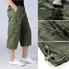 Summer Men's Casual Cotton Cargo Shorts Overalls Long Length Multi Pocket Hot breeches Military Capri Pants Male Tactical Short ► Photo 1/6
