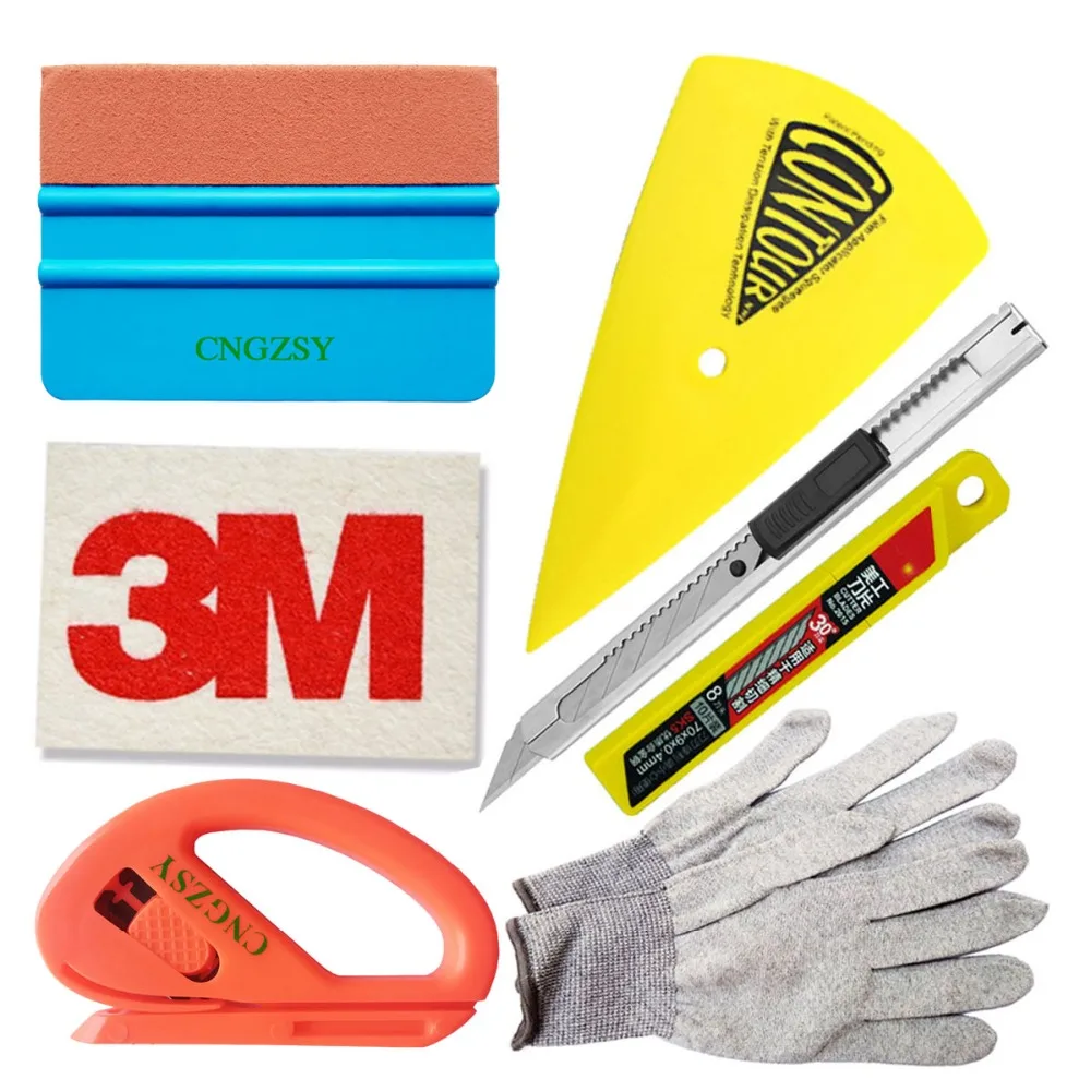 

7pcs 3M Vinyl Squeegee Car Film Sticker Wrapping Tools Nylon Gloves Cutter Knife Carbon Fiber Scraper Auto Styling Tools K43