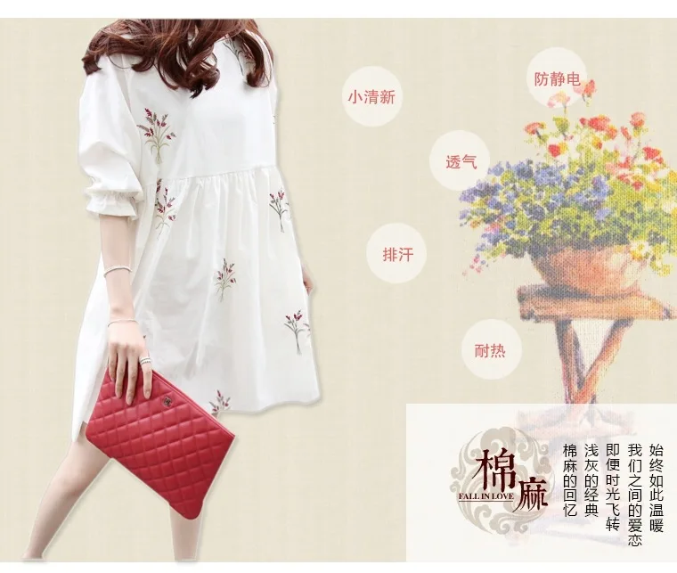 Dress Spring and Autumn Out Nursing Clothes Korean Pure Cotton Top Medium Length Loose Pregnant Women's Skirt Autumn