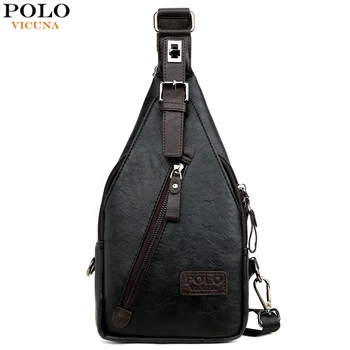 

VICUNA POLO Fashion Leather Men Crossbody Bag With Theftproof Buckle High Quality Travel Man Messenger Bag Sling Chest Bag Man