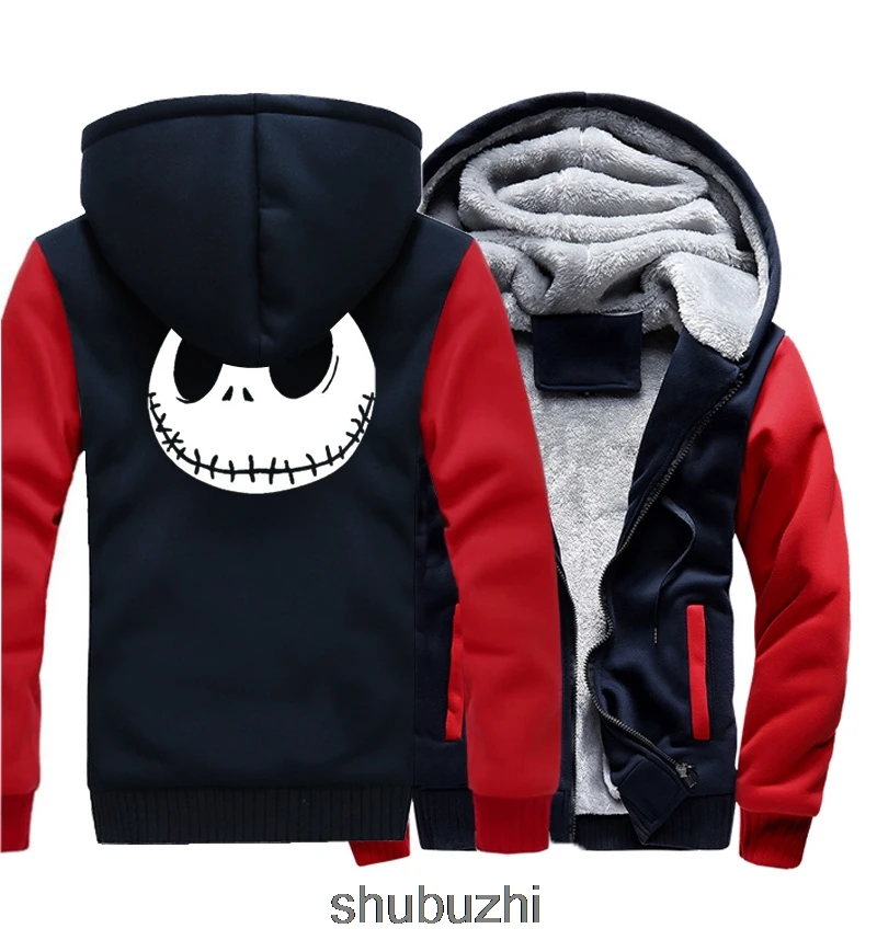 Jack Skellington/уличная Толстовка в стиле хип-хоп с принтом со злом лица; зимние плотные толстовки для мужчин; куртка на молнии в стиле Харадзюку; Толстовка - Цвет: same as picture