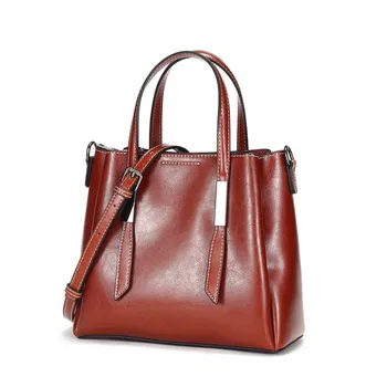 

2020 Large-capacity Casual Totes Genuine Leather Handbag Simple Shoulder Messenger Bag Fashion Women Leather Handbags Louis Bags
