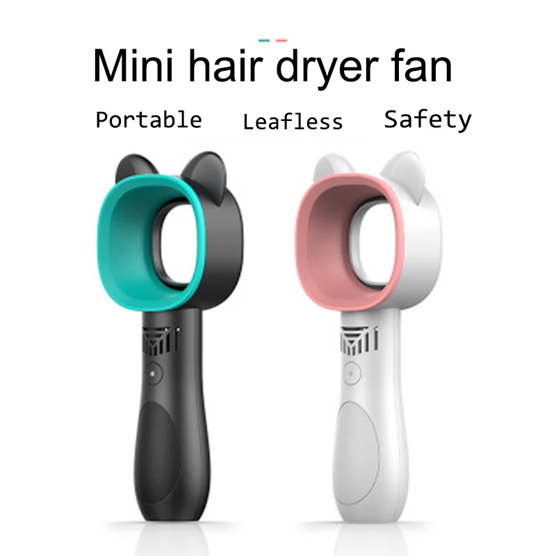 

New USB Bladeless Fan Rechargeable Handheld Portable Cute cat Ultra-quiet Electric Fans Mini Desktop Leafless Cooling Safe Home