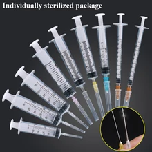 

50Pcs 2ML Plastic Disposable Syringe Flusher With Needle Child Pet Medicine Feeding Injector Glue Oil Ink Perfume Injection