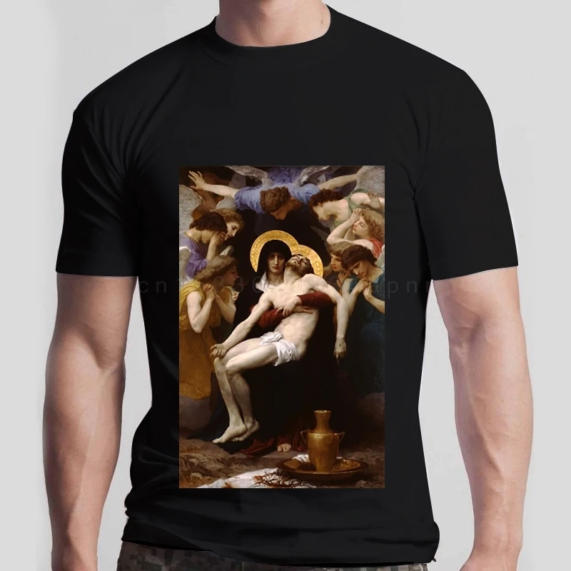 

T-Shirt Men Funy tshirt Pieta Chiffon by William Adolphe Bouguereau (1825-1905) Graphic men t shirt