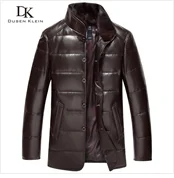 Дюсенов Klein Для мужчин Кожаные куртки и пальто реальный сделать куртка из коровьей кожи коричневый Изящная верхняя одежда роскошь 2018 Новый