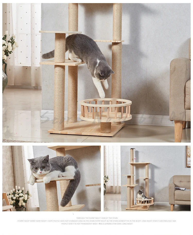 Кошачья скалолазающая рама из цельного дерева сизаль кошачий наполнитель дерево кошачья игрушка царапина доска Всесезонная универсальная кошачья царапина колонна поставки