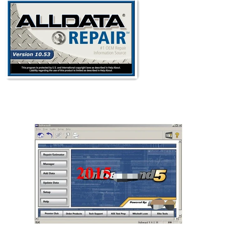 Todos os dados software de reparação automóvel venda quente alldata software 10.53 mit/chell od5 software 2015 750gb