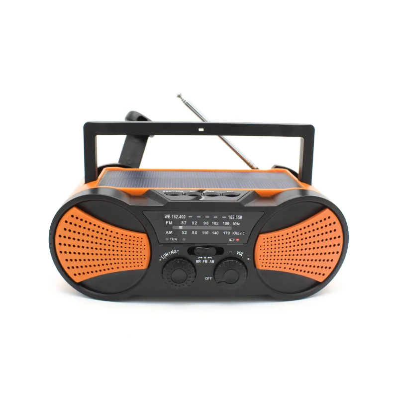 Solar Power WB Crank Emergency Power Bank Hand Crank Self Powered AM/FM Weather Portable Radio 2000mAh Rechargeable