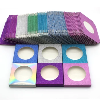 

Eyelash Boxes For Packaging 10/20/30/50/100 Pieces Empty Square Paper Eyelashes Box With Tray Wholesale Multicolour Glitter