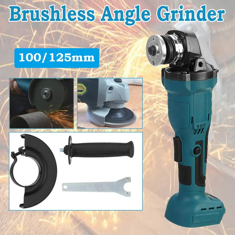 

100/125mm 800W Angle Grinder Brushless Cordless Electric Cutting Polisher Machine DIY Woodworking Power Tool for Makita Battery
