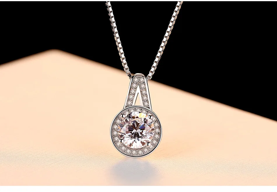 

S925 sterling silver zircon pendant fashion female wild necklace TS08