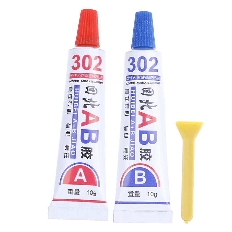 Colle adhésive Super AB 302 forte, 2 pièces, Cyanoacrylate, résine époxy  liquide, cuir, caoutchouc, métal, verre, bois, papeterie - AliExpress