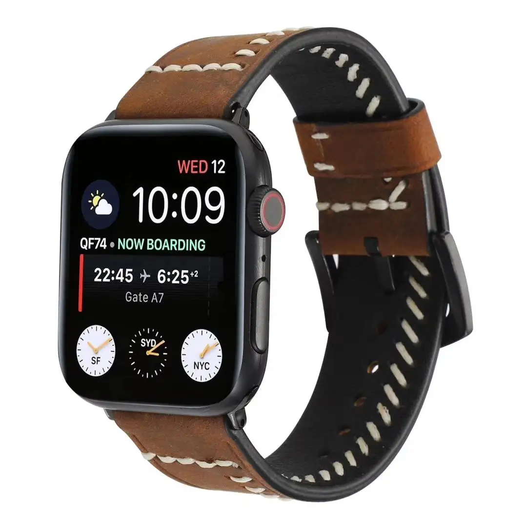 Натуральная кожа ремешок для наручных часов Apple watch, версии 5/4 44 мм 40 мм, ремешок для наручных часов iWatch серии 3/2/1 38 мм 40 мм аксессуары для смарт-браслета