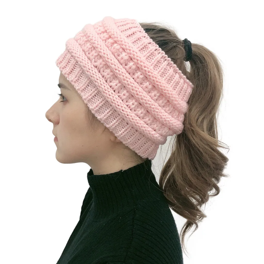 Pink Вязаный широкий берет-Боб, женская шапка, женская шапка, осень, уличная мода, женская кепка, шапка s Gorras Gorra Mujer Casquette - Цвет: Pink
