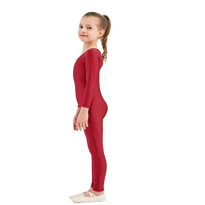 SPEERISE Girls Long Sleeve Unitard Boys Skin Tight Jumpsuit Spandex Full Body Scoop Neck Ballet Costumes