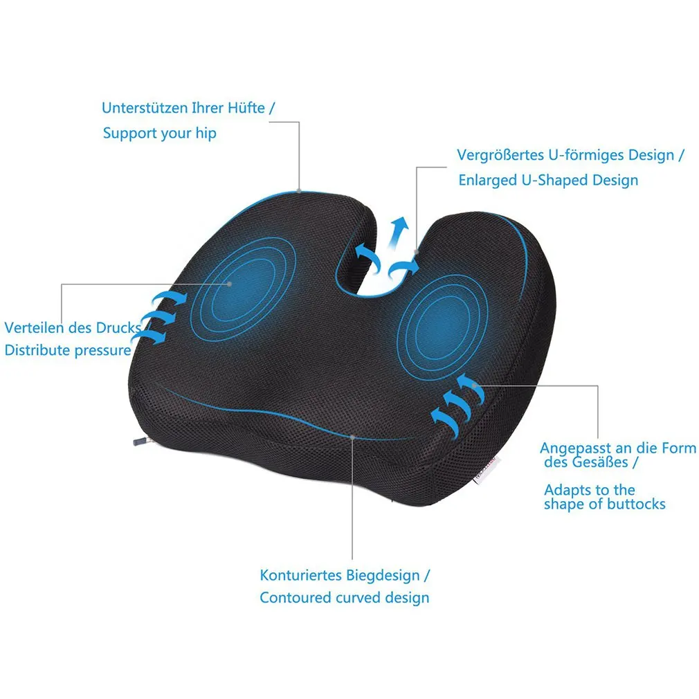 New Car U-Shape Seat Cushion Travel Breathable Seat Cushion Coccyx Orthopedic Memory Foam U Seat Massage Chair Cushion Pad