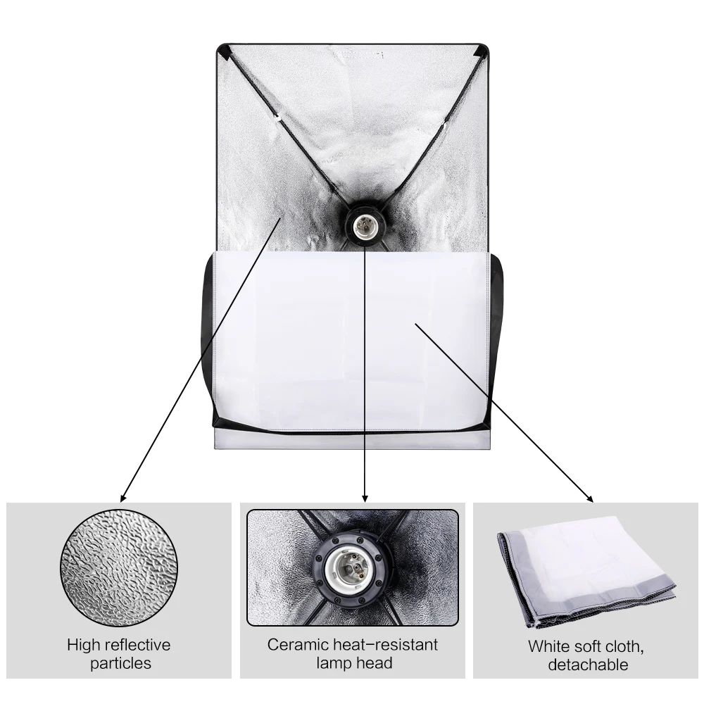 Photography Photo Studio Softbox Lighting Kit With 2.6x3M Background Frame 3pcs Backdrops Tripod St