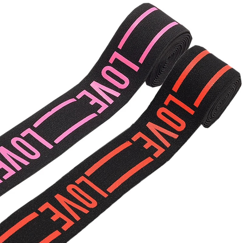 

Pink LOVE Elastic Band 40mm Letters Jacquard Elastic Bands Webbing DIY Decor Belt Sewing Clothes Garment Accessories 1meter